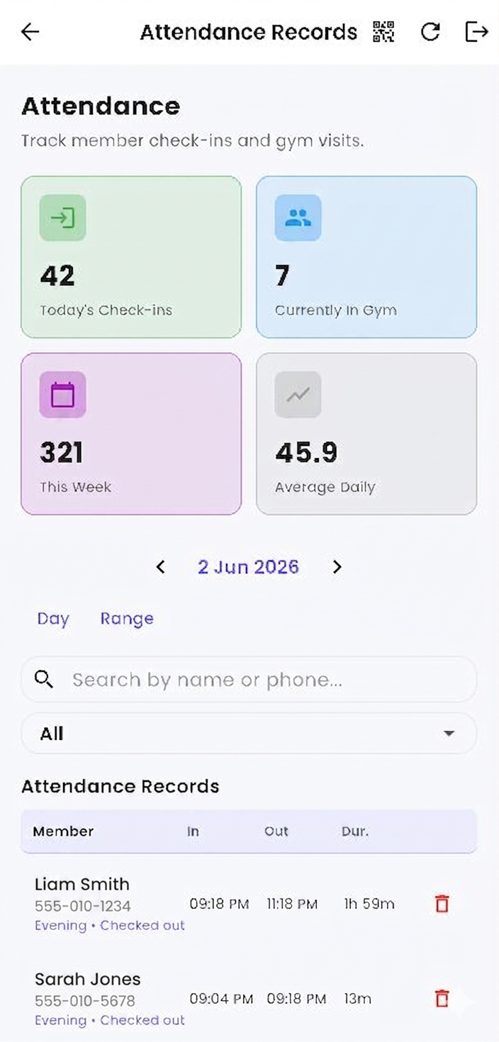 Attendance log screenshot