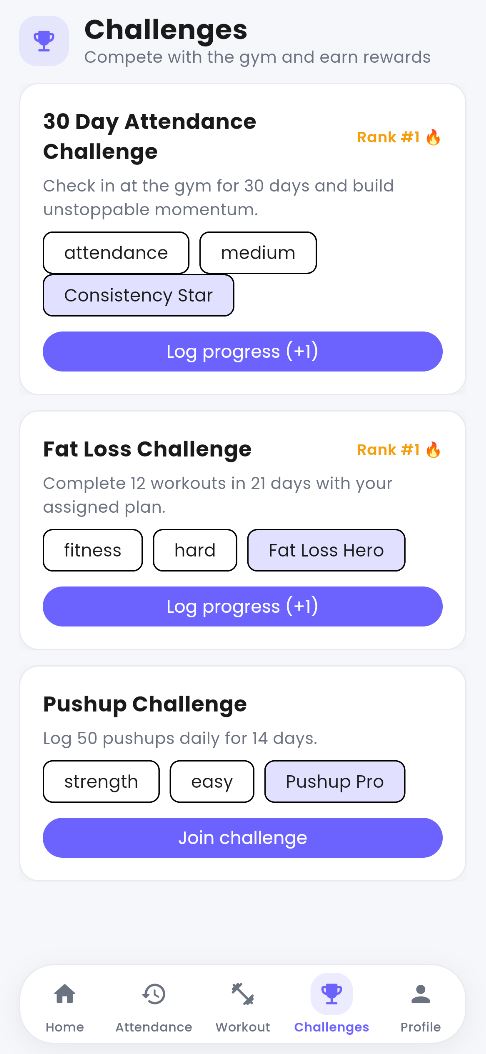 Challenges screenshot
