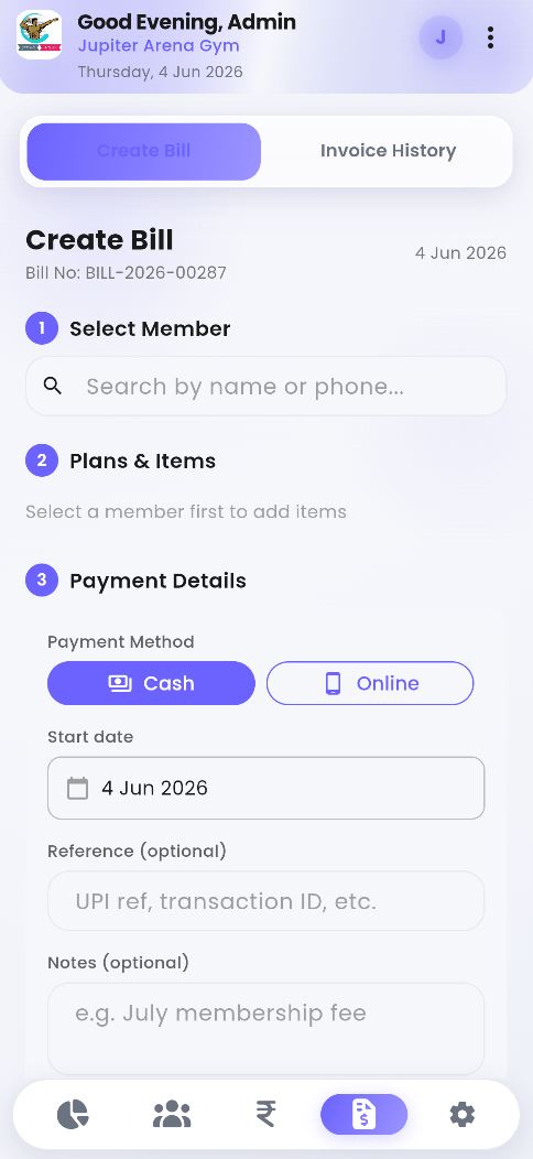 Create invoice screenshot