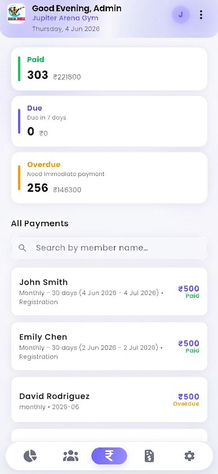 Fees and payments screenshot